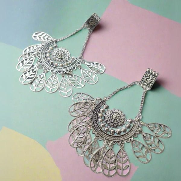 Rainvas Silver Oxidized Round Jhumka Earrings