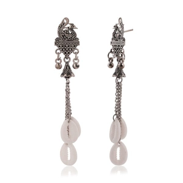 Oxidized Peacock Shell Drop Earrings – Ethnic Fusion Design