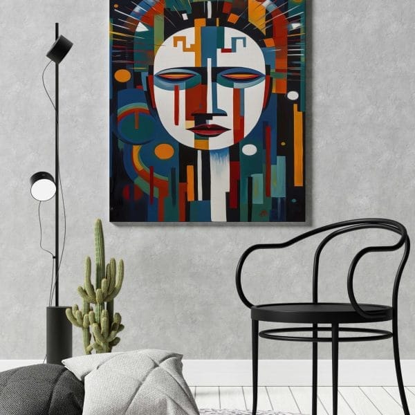Abstract Geometric Buddha Canvas Wall Art – 34x22 & 22x16 Inches
