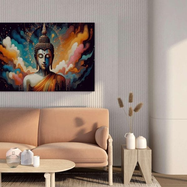 Colorful Buddha Canvas Wall Painting – 34x22 & 22x16 Inches