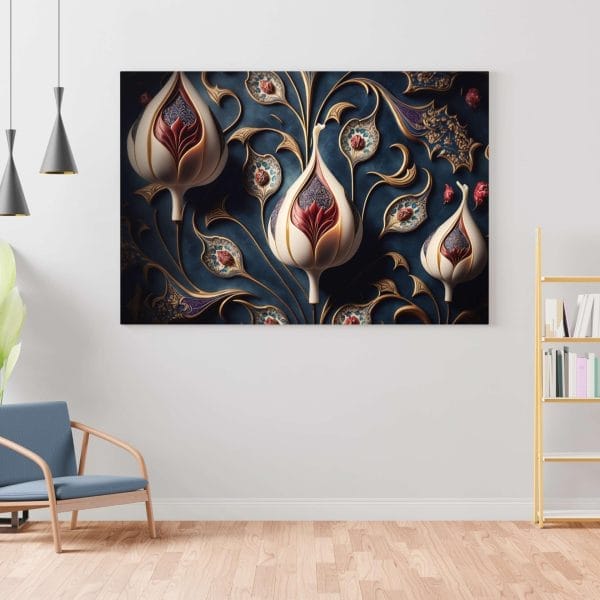 Floral Bloom Canvas Wall Painting – Framed Flower Art for Home & Office | 34x22 & 22x16 Inches
