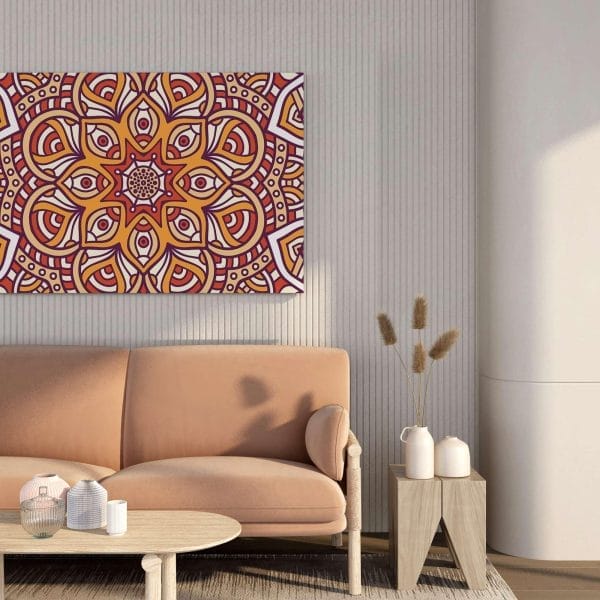 Framed Mandala Canvas Wall Painting – 34x22 & 22x16 Inches | Spiritual Art for Living Room, Bedroom, Office & Hotels
