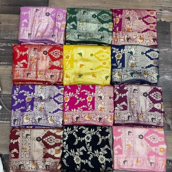 Soft Dolla Viscose Silk Saree with Zari & Meenakari Weaving – Elegant Lace Border & Matching Running Blouse